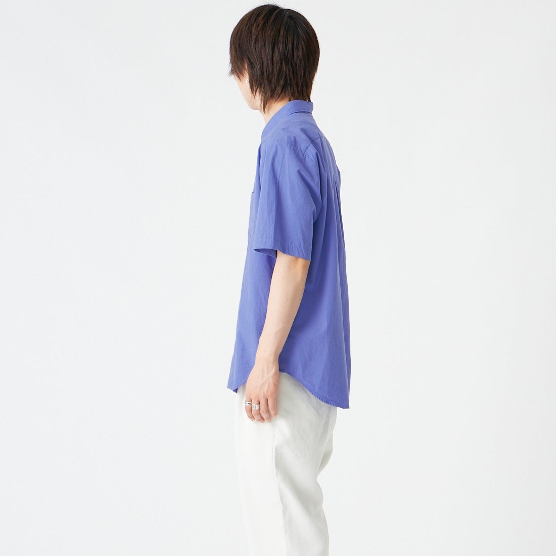 MANUAL ALPHABET [マニュアルアルファベット] ワッシャーブロードルーズフィットシャツ [MA-S-832] BLUE &&モデル身長：177cm 着用サイズ：2&&