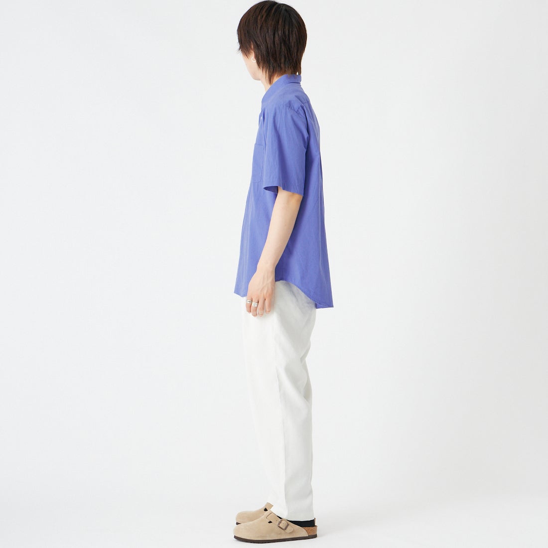 MANUAL ALPHABET [マニュアルアルファベット] ワッシャーブロードルーズフィットシャツ [MA-S-832] BLUE &&モデル身長：177cm 着用サイズ：2&&