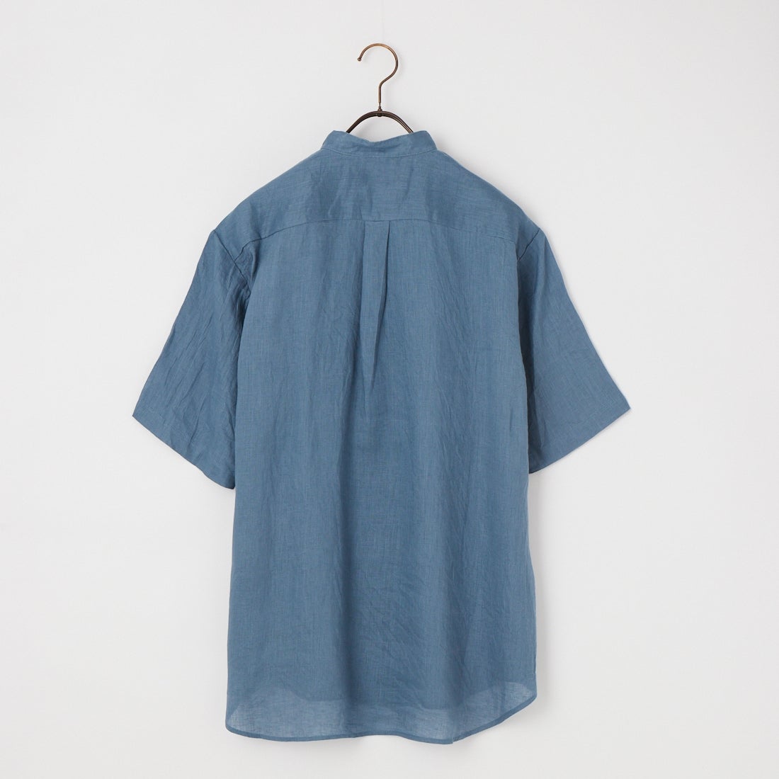 MANUAL ALPHABET [マニュアルアルファベット] 麻キャンバス ルーズフィットバンドカラーシャツ [MA-S-835] BLUE