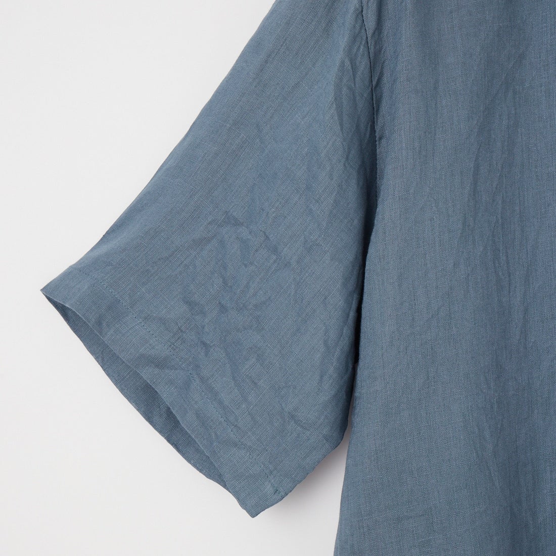 MANUAL ALPHABET [マニュアルアルファベット] 麻キャンバス ルーズフィットバンドカラーシャツ [MA-S-835] BLUE