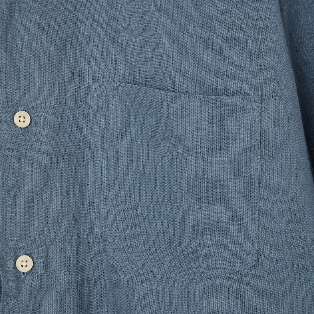 MANUAL ALPHABET [マニュアルアルファベット] 麻キャンバス ルーズフィットバンドカラーシャツ [MA-S-835] BLUE