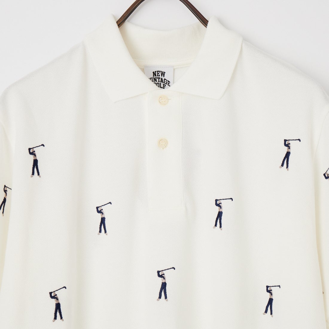 NEW VINTAGE GOLF [ニュービンテージゴルフ] ゴルファー刺繍ポロシャツ [NVG-0508] WHITE