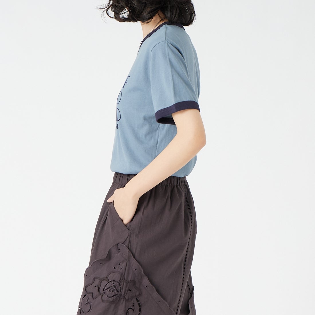 SCREEN STARS [スクリーンスターズ] 別注 プリントリンガーTシャツ [2622-232IN-JF] BLUE &&モデル身長：162cm 着用サイズ：F&&