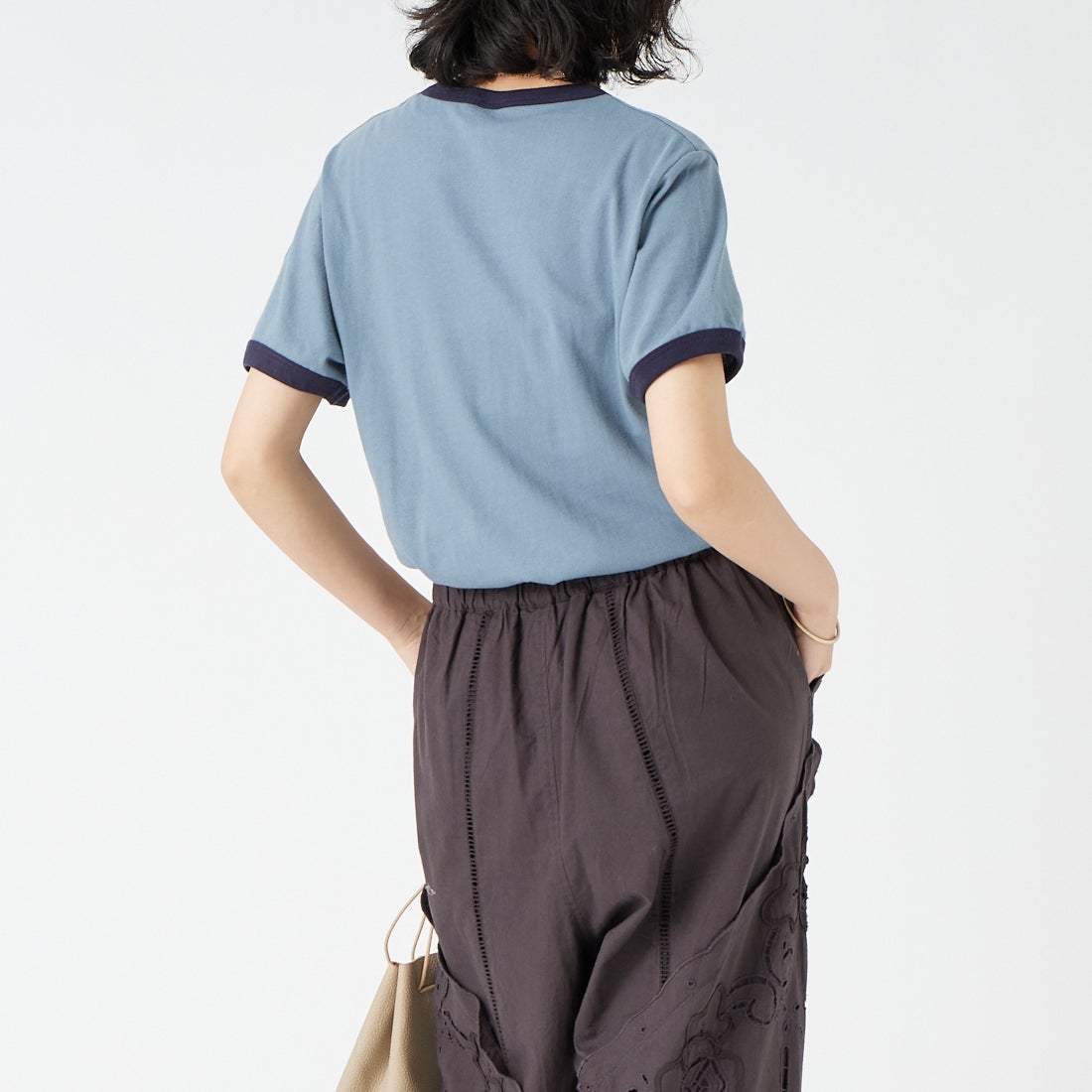 SCREEN STARS [スクリーンスターズ] 別注 プリントリンガーTシャツ [2622-232IN-JF] BLUE &&モデル身長：162cm 着用サイズ：F&&