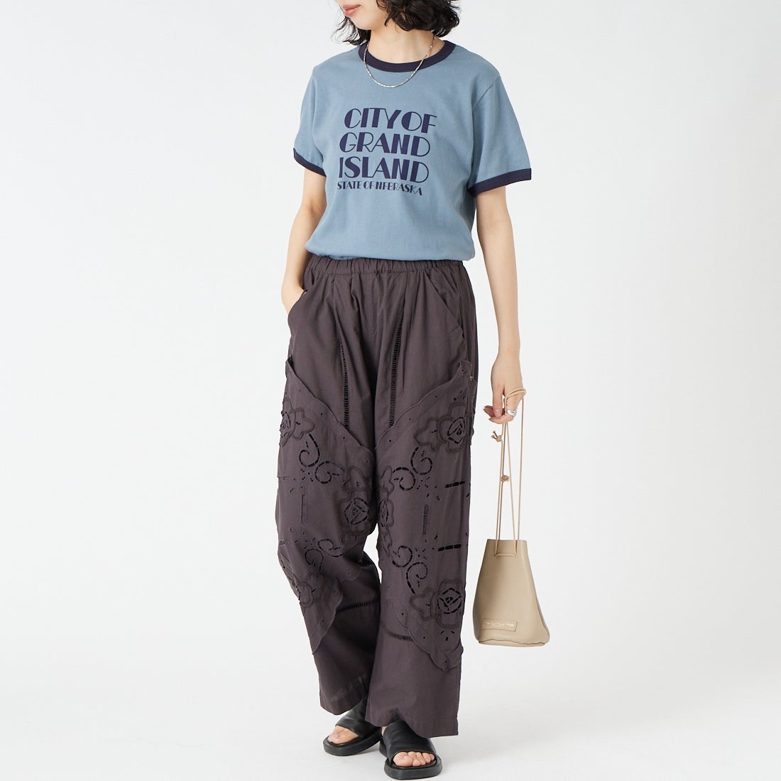 SCREEN STARS [スクリーンスターズ] 別注 プリントリンガーTシャツ [2622-232IN-JF] BLUE &&モデル身長：162cm 着用サイズ：F&&