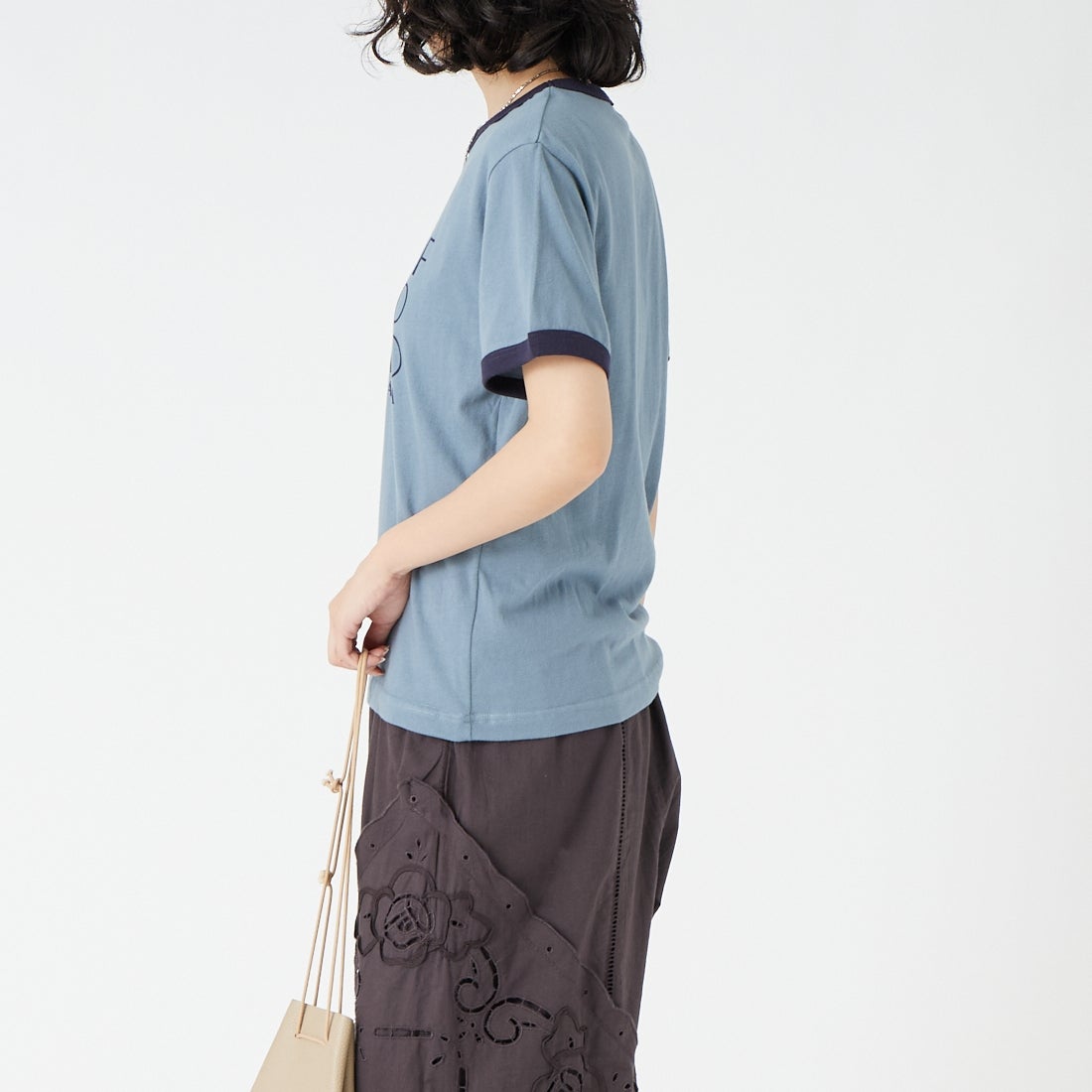 SCREEN STARS [スクリーンスターズ] 別注 プリントリンガーTシャツ [2622-232IN-JF] BLUE &&モデル身長：162cm 着用サイズ：F&&