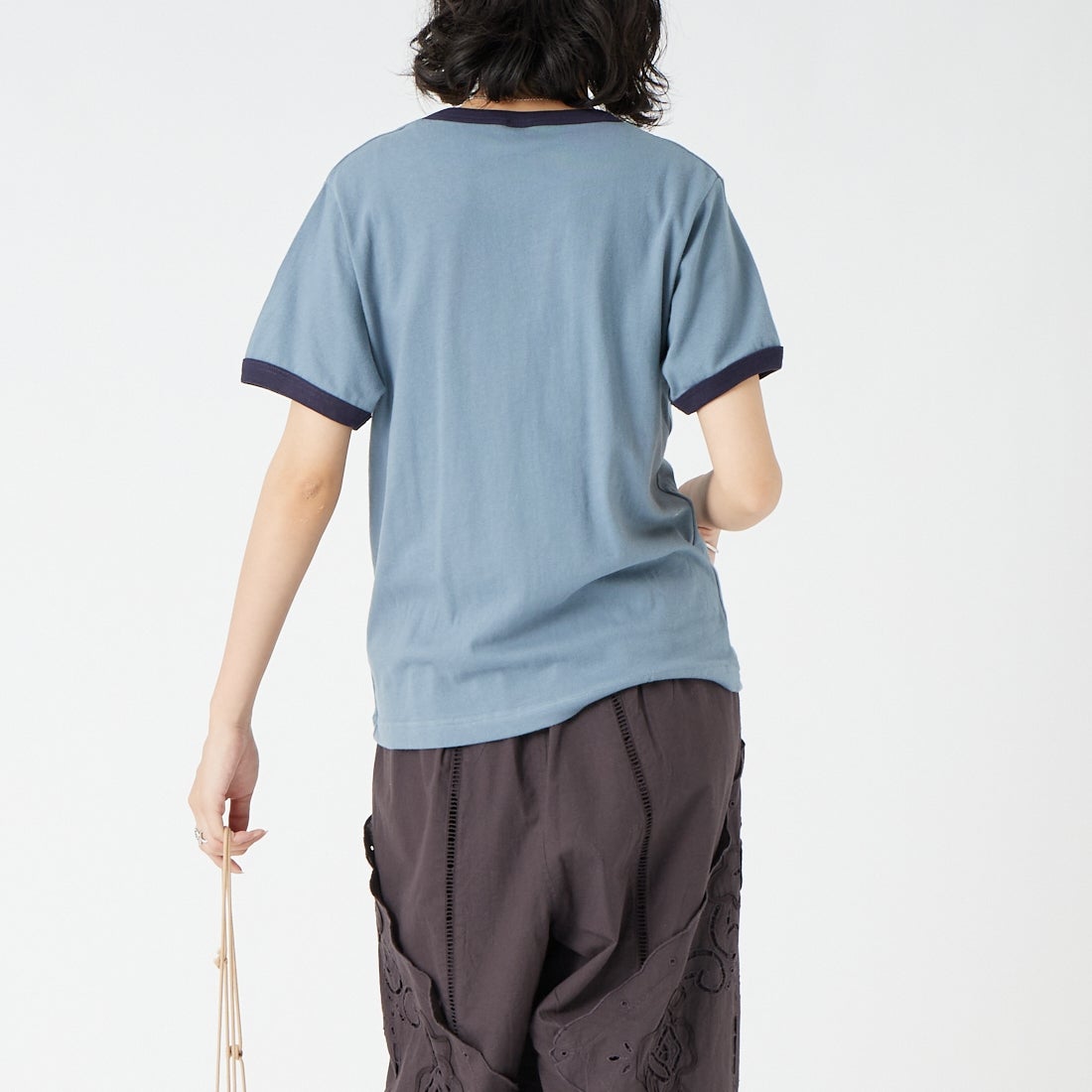 SCREEN STARS [スクリーンスターズ] 別注 プリントリンガーTシャツ [2622-232IN-JF] BLUE &&モデル身長：162cm 着用サイズ：F&&