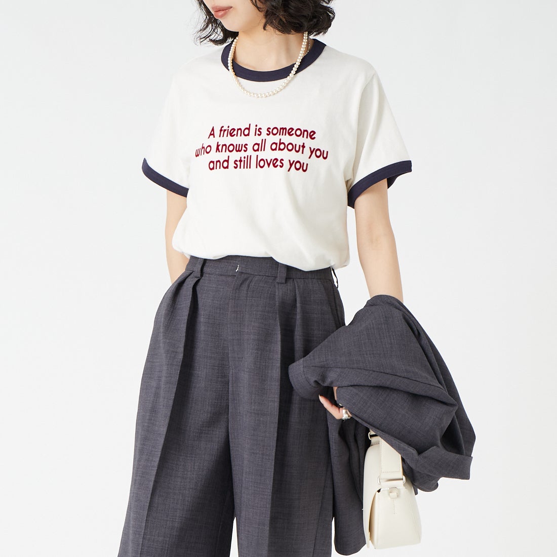 SCREEN STARS [スクリーンスターズ] 別注 プリントリンガーTシャツ [2622-232IN-JF] OFF &&モデル身長：162cm 着用サイズ：F&&