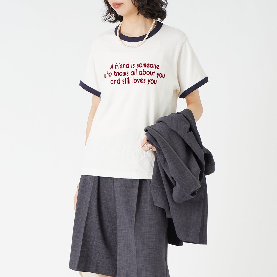 SCREEN STARS [スクリーンスターズ] 別注 プリントリンガーTシャツ [2622-232IN-JF] OFF &&モデル身長：162cm 着用サイズ：F&&