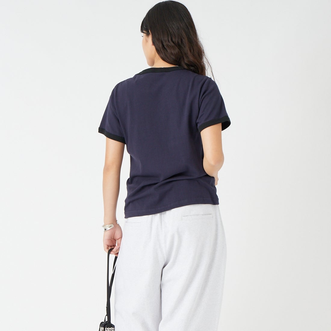 SCREEN STARS [スクリーンスターズ] 別注 プリントリンガーTシャツ [2622-232IN-JF] NAVY &&モデル身長：162cm 着用サイズ：F&&