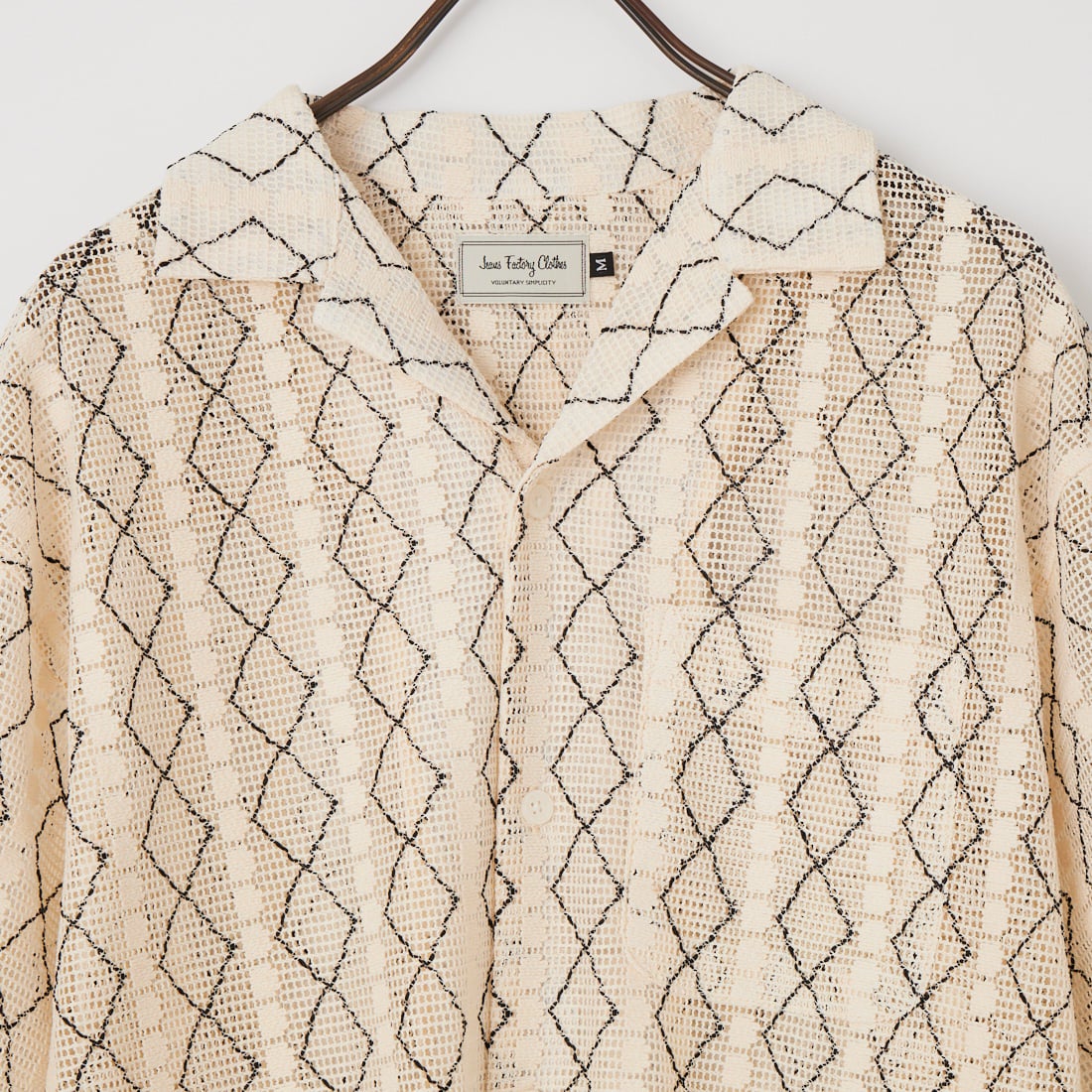 Jeans Factory Clothes [ジーンズファクトリークローズ] レース編みオープンカラーシャツ [JFC-262-045] WHITE