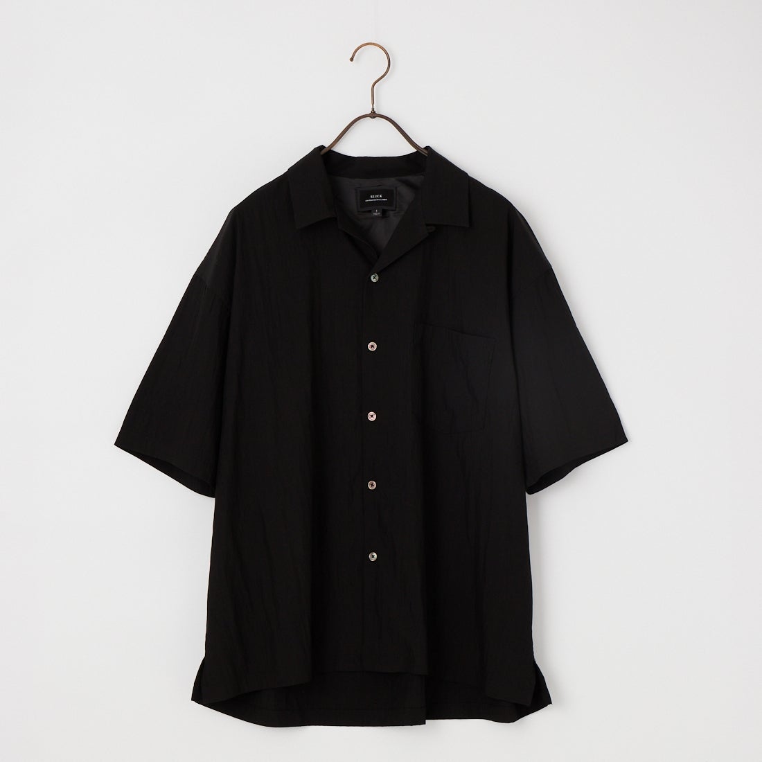 SLICK [スリック] レーヨンポプリンオープンカラーシャツ [5220285] 700 BLACK