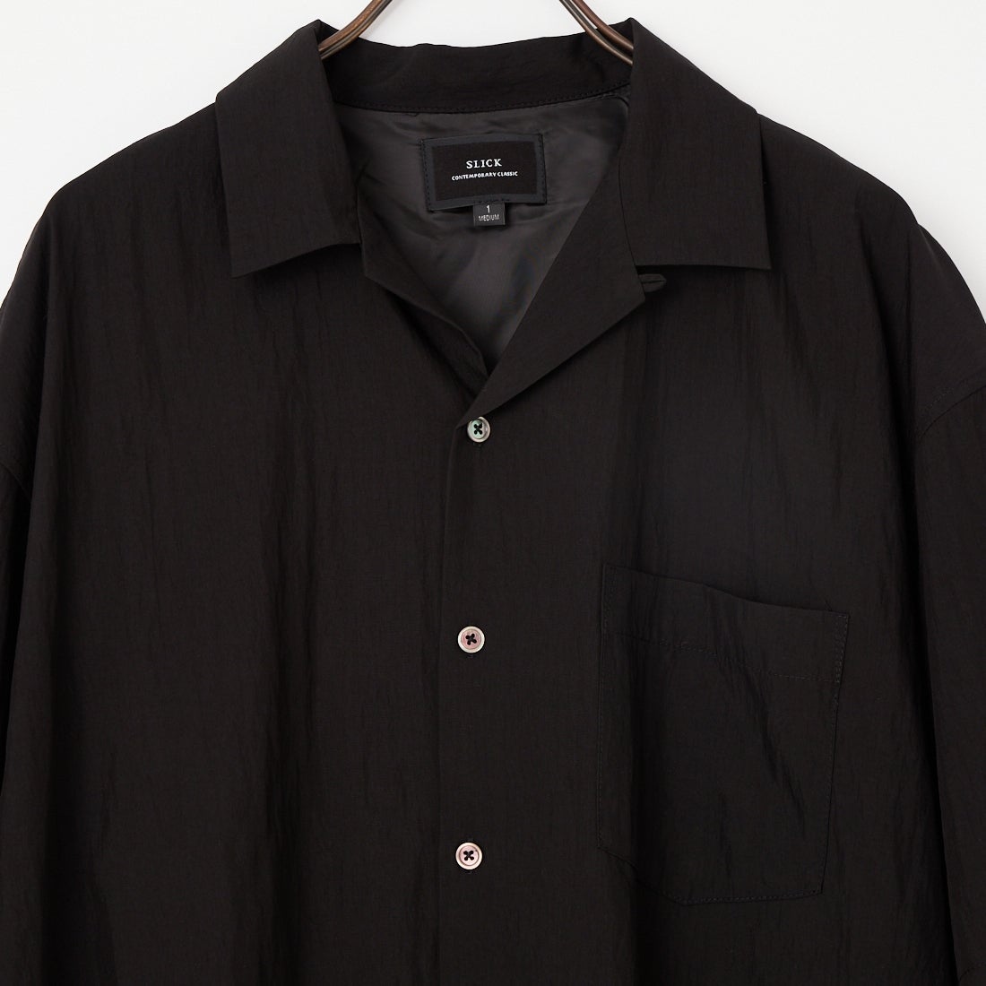 SLICK [スリック] レーヨンポプリンオープンカラーシャツ [5220285] 700 BLACK