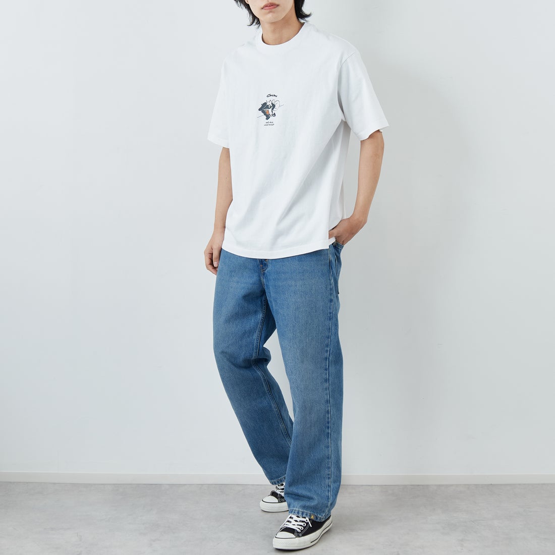 CHUMS [チャムス] アンチバグライトTシャツ [CH01-2717] W001 WHITE &&モデル身長：179cm 着用サイズ：L&&