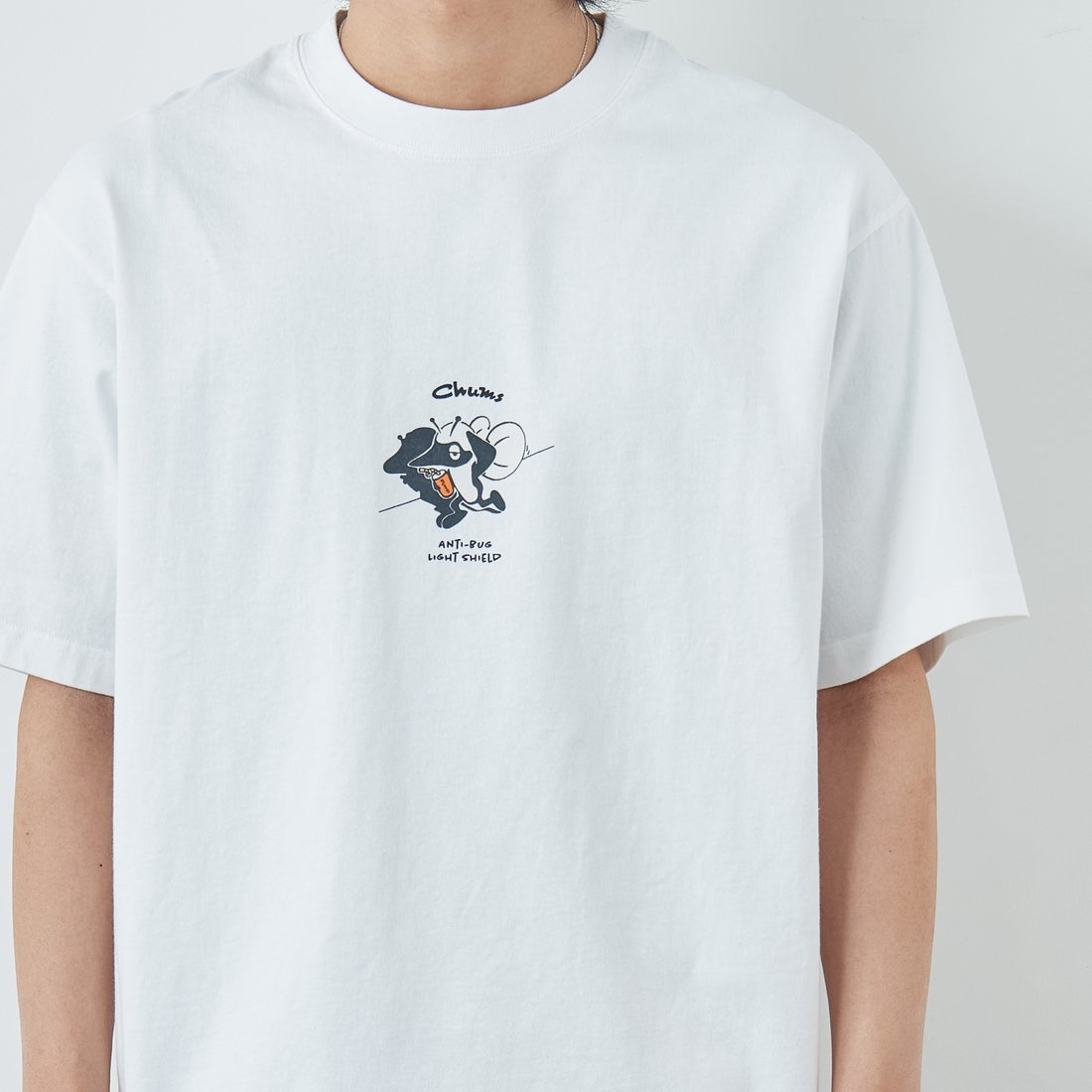 CHUMS [チャムス] アンチバグライトTシャツ [CH01-2717] W001 WHITE &&モデル身長：179cm 着用サイズ：L&&