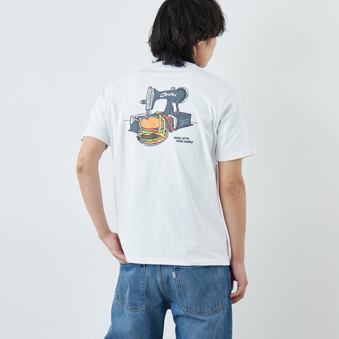 W001 WHITE&&モデル身長：179cm 着用サイズ：L&&