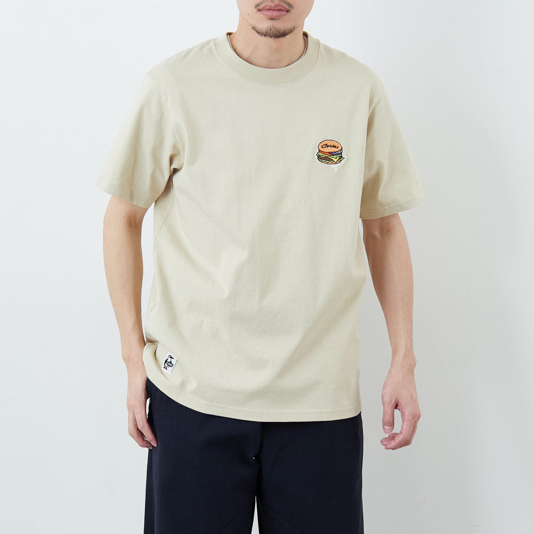 CHUMS [チャムス] ハンドメイドハンバーガーTシャツ [CH01-2740] G057 GREIG &&モデル身長：167cm 着用サイズ：L&&