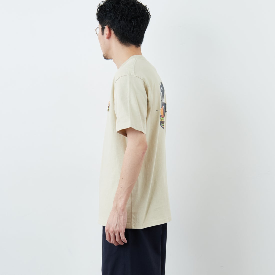 CHUMS [チャムス] ハンドメイドハンバーガーTシャツ [CH01-2740] G057 GREIG &&モデル身長：167cm 着用サイズ：L&&