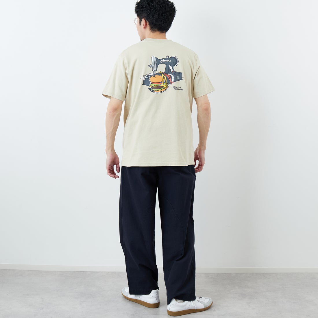 CHUMS [チャムス] ハンドメイドハンバーガーTシャツ [CH01-2740] G057 GREIG &&モデル身長：167cm 着用サイズ：L&&