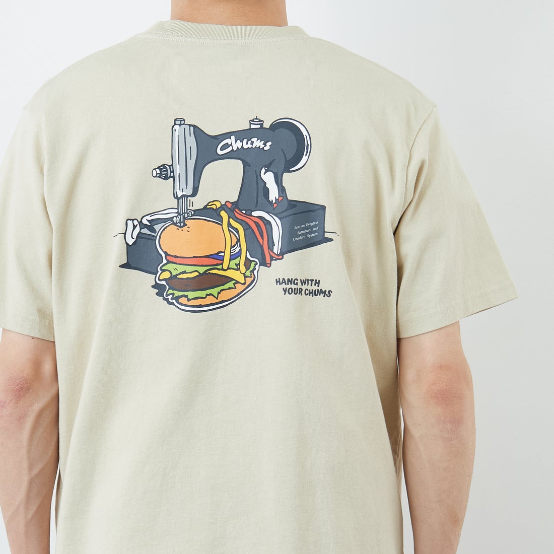CHUMS [チャムス] ハンドメイドハンバーガーTシャツ [CH01-2740] G057 GREIG &&モデル身長：167cm 着用サイズ：L&&