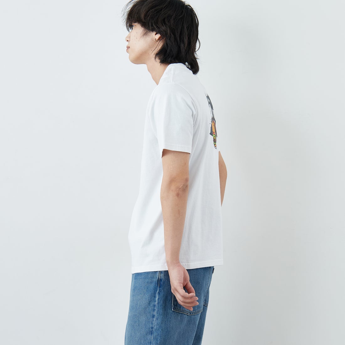 CHUMS [チャムス] ハンドメイドハンバーガーTシャツ [CH01-2740] W001 WHITE &&モデル身長：179cm 着用サイズ：L&&