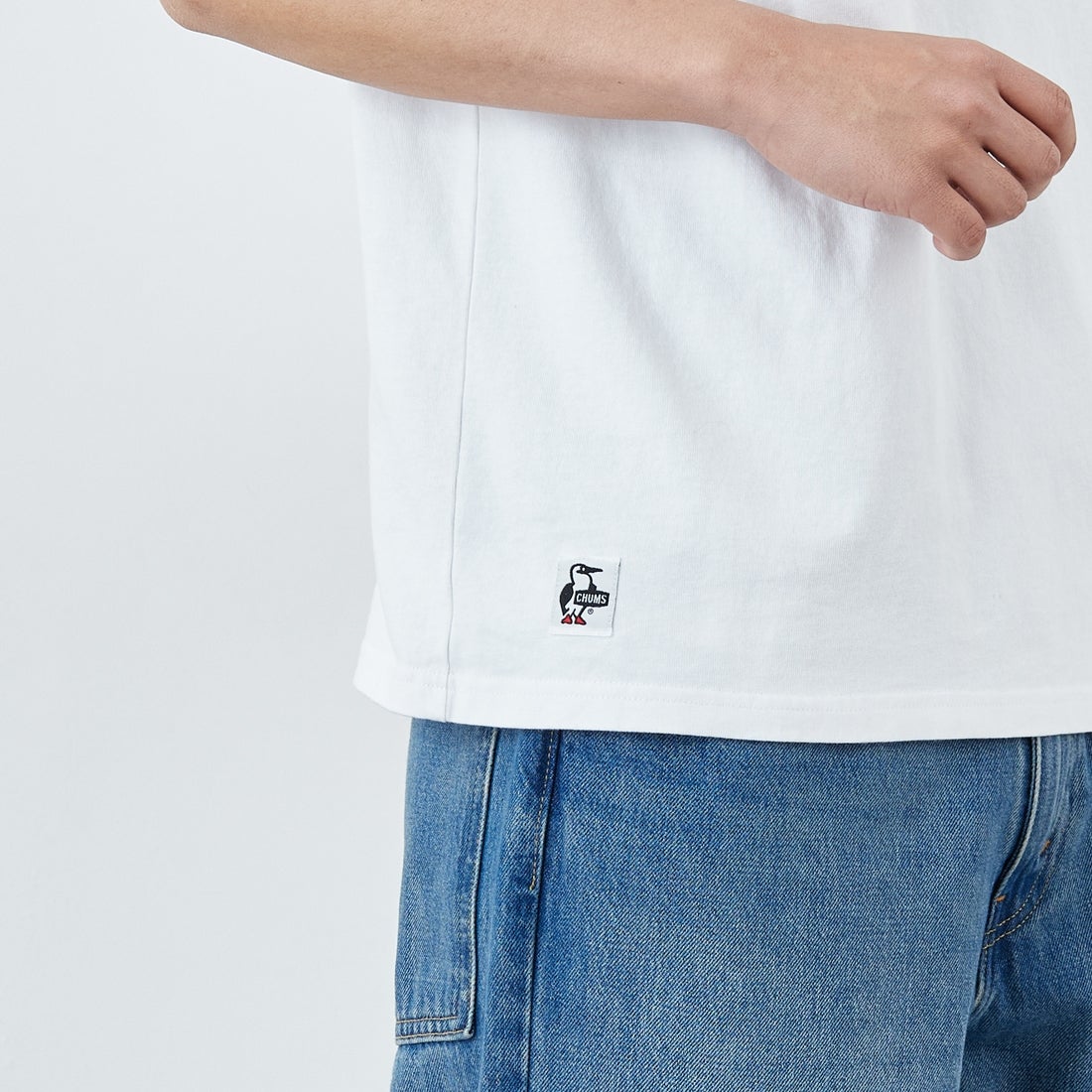 CHUMS [チャムス] ハンドメイドハンバーガーTシャツ [CH01-2740] W001 WHITE &&モデル身長：179cm 着用サイズ：L&&