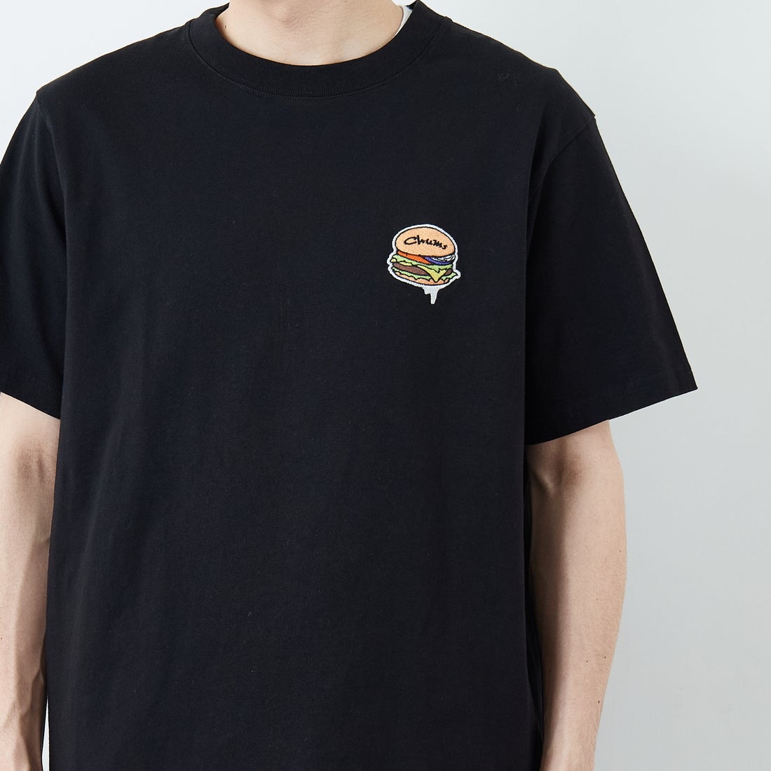 CHUMS [チャムス] ハンドメイドハンバーガーTシャツ [CH01-2740] K001 BLACK &&モデル身長：167cm 着用サイズ：L&&