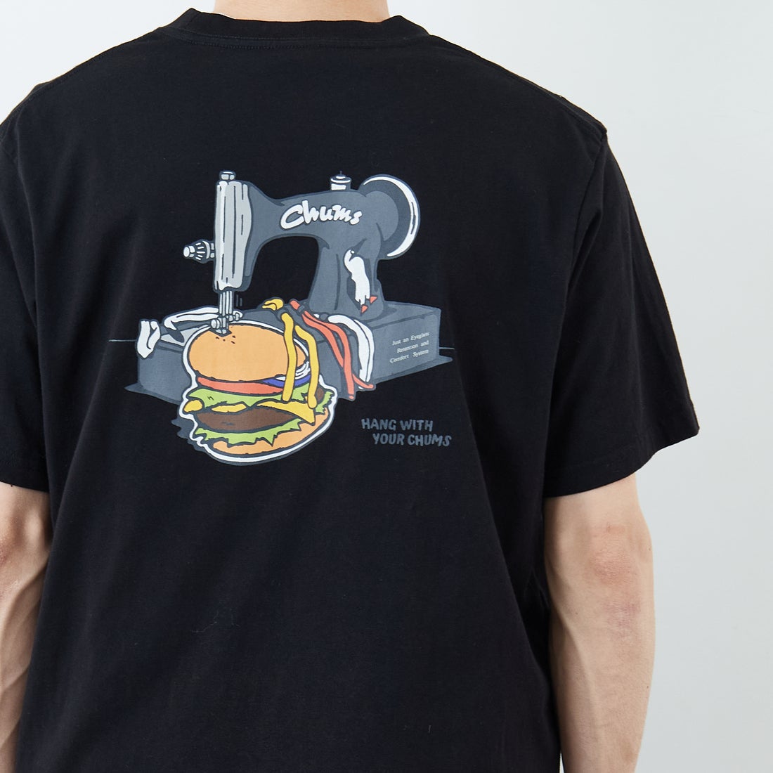 CHUMS [チャムス] ハンドメイドハンバーガーTシャツ [CH01-2740] K001 BLACK &&モデル身長：167cm 着用サイズ：L&&