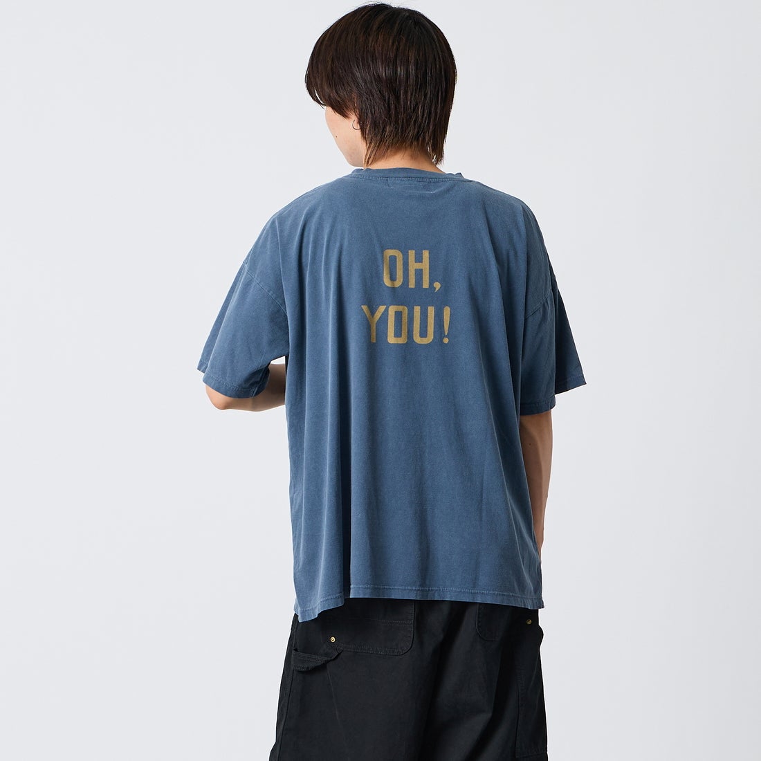 REMI RELIEF [レミレリーフ] 別注 SP加工ビッグプリントTシャツ OH. [RN30389196-JF] NAVY &&モデル身長：177cm 着用サイズ：S&&