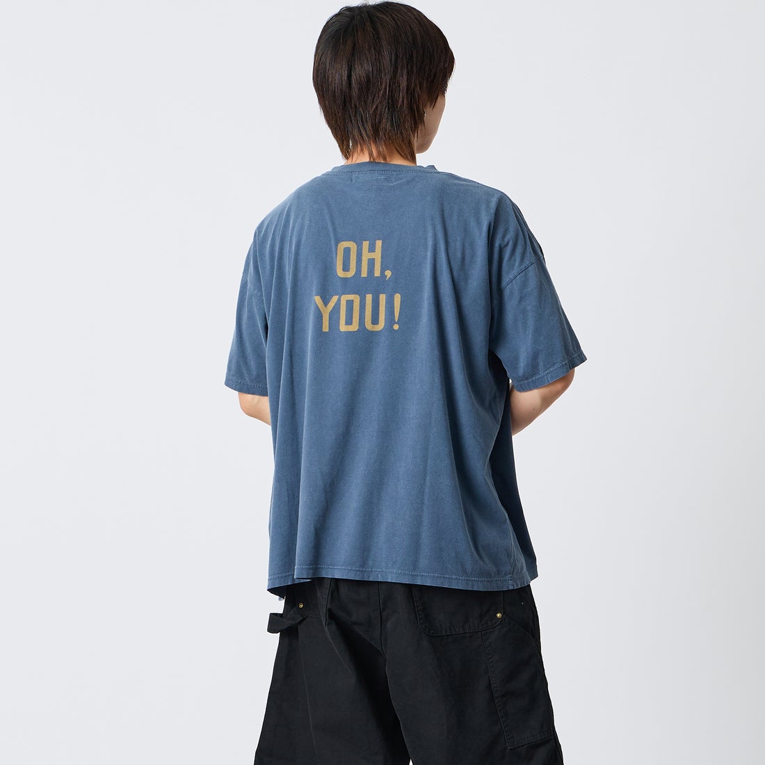 REMI RELIEF [レミレリーフ] 別注 SP加工ビッグプリントTシャツ OH. [RN30389196-JF] NAVY &&モデル身長：177cm 着用サイズ：S&&