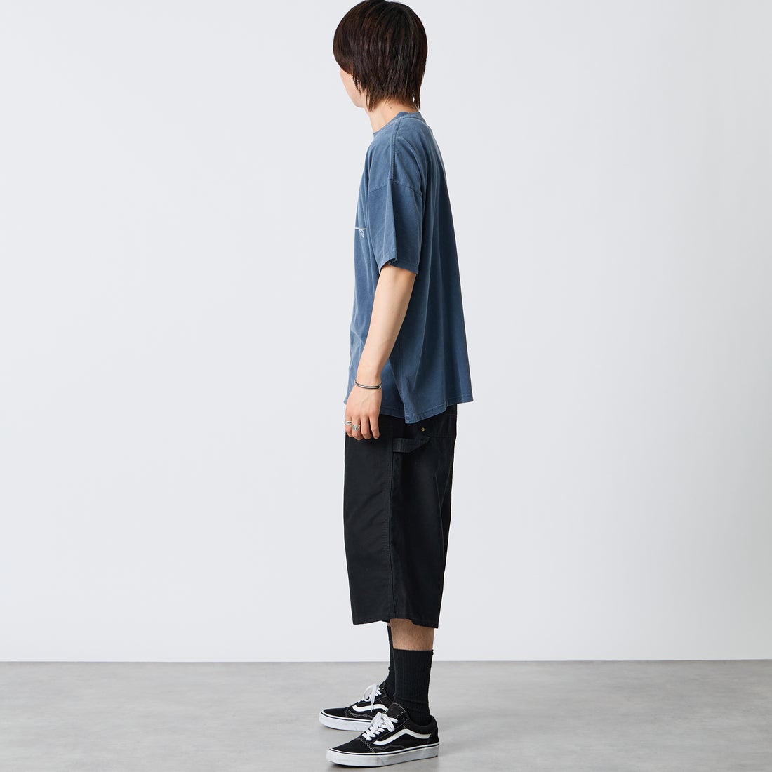 REMI RELIEF [レミレリーフ] 別注 SP加工ビッグプリントTシャツ OH. [RN30389196-JF] NAVY &&モデル身長：177cm 着用サイズ：S&&