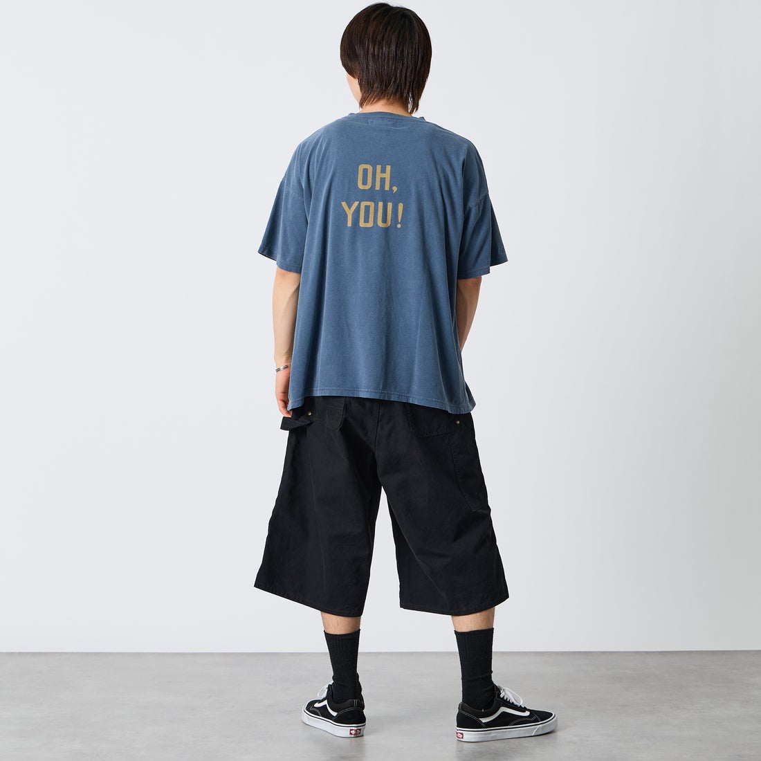 REMI RELIEF [レミレリーフ] 別注 SP加工ビッグプリントTシャツ OH. [RN30389196-JF] NAVY &&モデル身長：177cm 着用サイズ：S&&