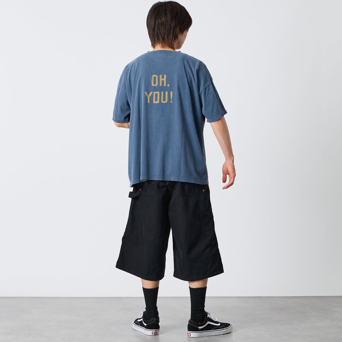 REMI RELIEF [レミレリーフ] 別注 SP加工ビッグプリントTシャツ OH. [RN30389196-JF] NAVY &&モデル身長：177cm 着用サイズ：S&&