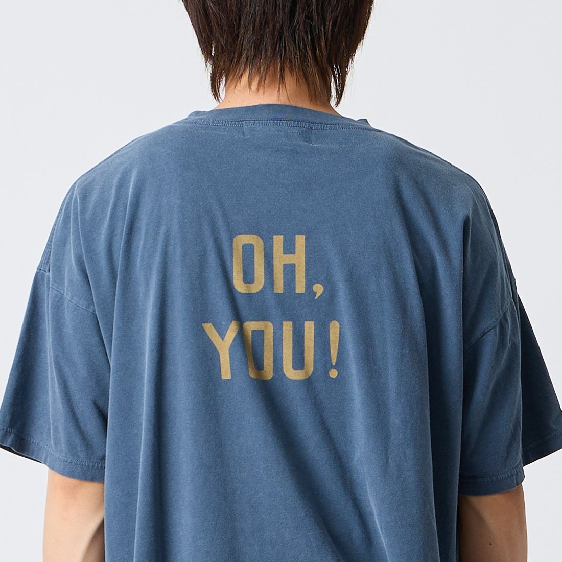 REMI RELIEF [レミレリーフ] 別注 SP加工ビッグプリントTシャツ OH. [RN30389196-JF] NAVY &&モデル身長：177cm 着用サイズ：S&&