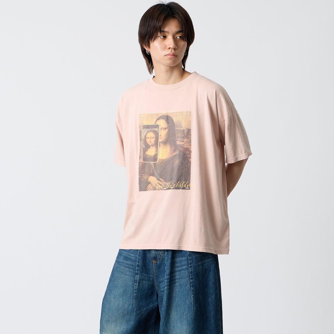 REMI RELIEF [レミレリーフ] 別注 SP加工ビッグプリントTシャツ ART [RN30389156-JF] L.PINK &&モデル身長：177cm 着用サイズ：S&&