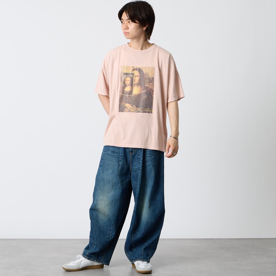 REMI RELIEF [レミレリーフ] 別注 SP加工ビッグプリントTシャツ ART [RN30389156-JF] L.PINK &&モデル身長：177cm 着用サイズ：S&&