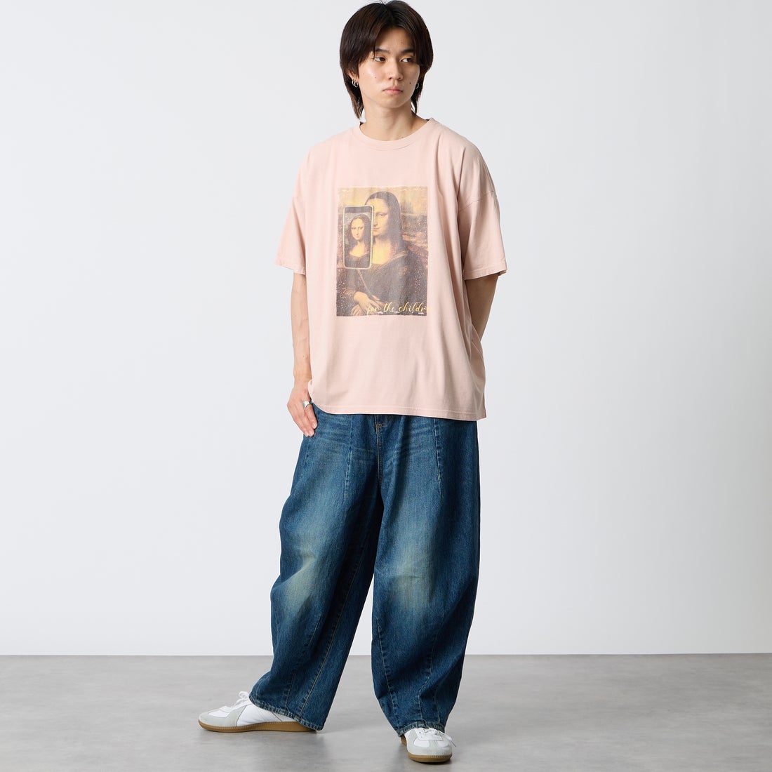 REMI RELIEF [レミレリーフ] 別注 SP加工ビッグプリントTシャツ ART [RN30389156-JF] L.PINK &&モデル身長：177cm 着用サイズ：S&&