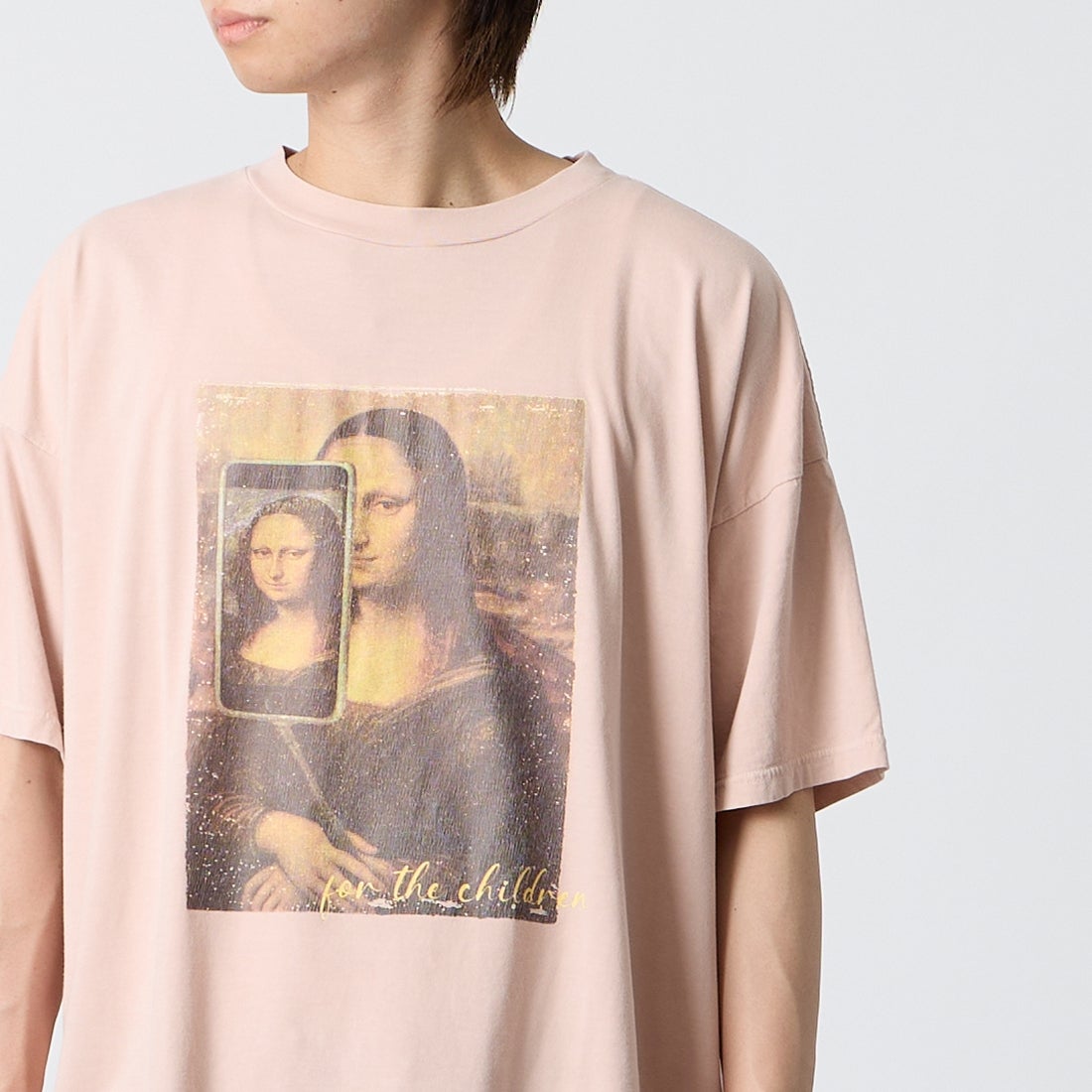 REMI RELIEF [レミレリーフ] 別注 SP加工ビッグプリントTシャツ ART [RN30389156-JF] L.PINK &&モデル身長：177cm 着用サイズ：S&&