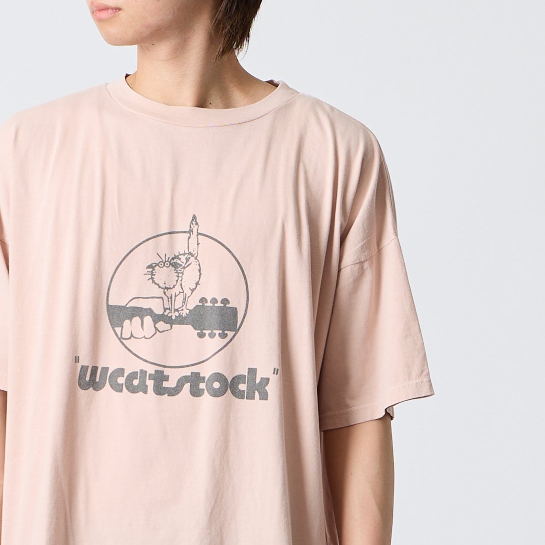 REMI RELIEF [レミレリーフ] 別注 SP加工ビッグプリントTシャツ WCATSTOCK [RN30389144-JF] L.PINK &&モデル身長：177cm 着用サイズ：S&&