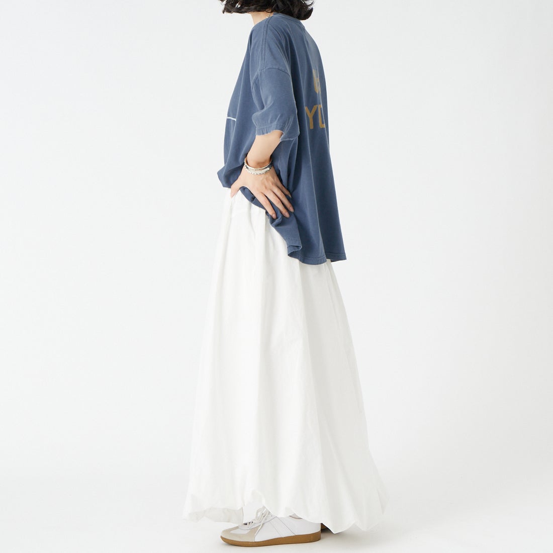 REMI RELIEF [レミレリーフ] 別注 SP加工ビッグプリントTシャツ OH. [RN30389196-JF] NAVY &&モデル身長：162cm 着用サイズ：F&&