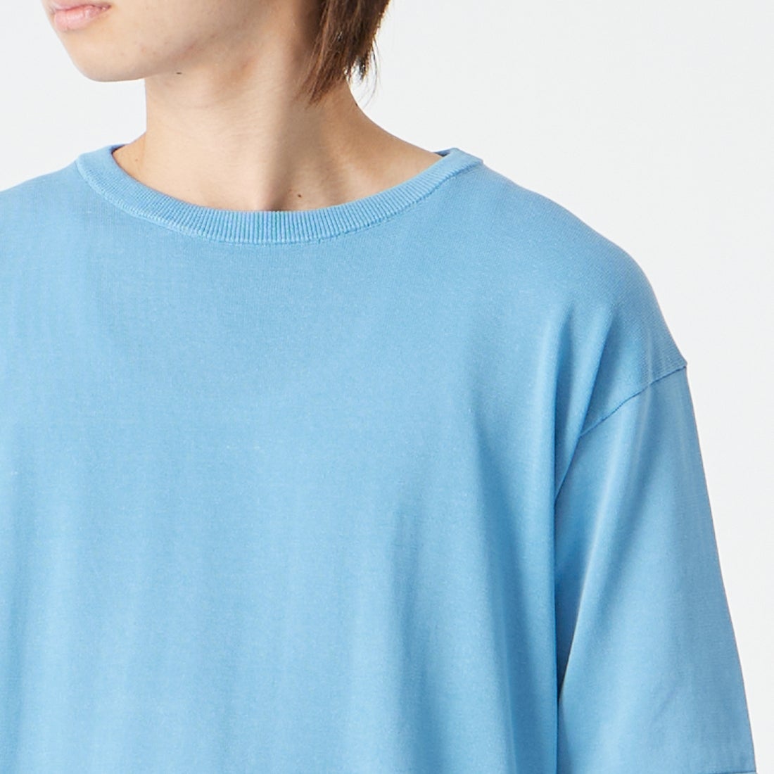 RYE TENDER [ライテンダー] 別注 ショートスリーブニットTシャツ [10012620-JF] BLUE &&モデル身長：177cm 着用サイズ：1&&