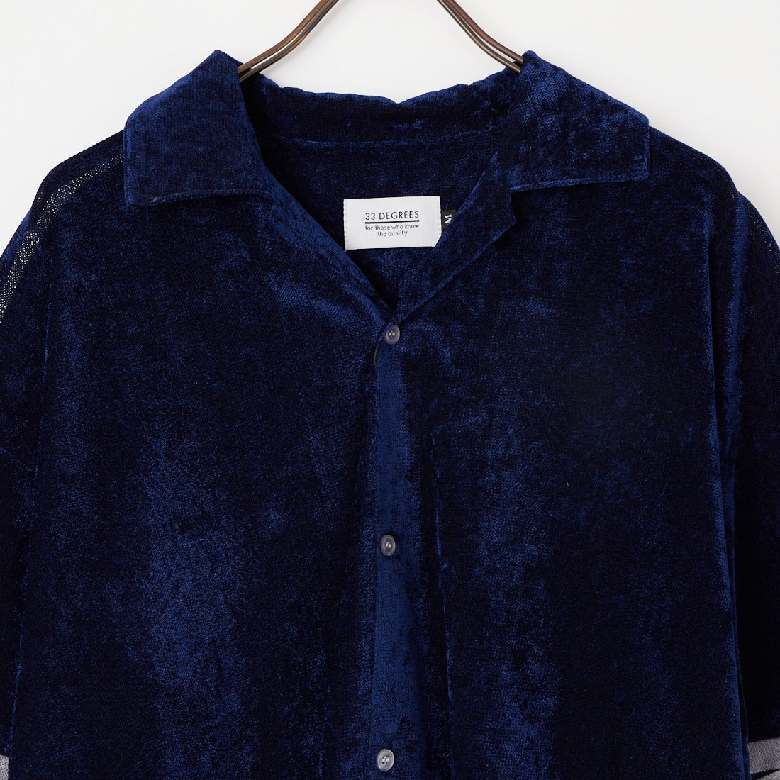 33Degrees [サーティースリーディグリーズ] シアーベロアオープンカラーシャツ [26A-15101JF] NAVY