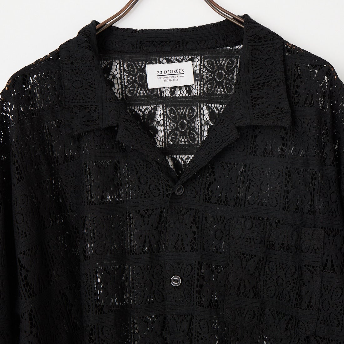 33Degrees [サーティスリーディグリーズ] バタフライレースシャツ [TH-4027] BLACK