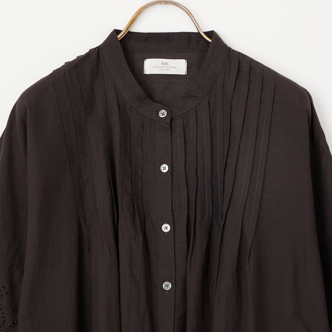 soil [ソイル] 80s コットンボイル カットワークレースバンドカラーシャツ [INSL26341] 9900 BLACK