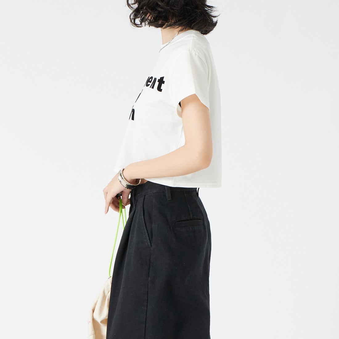 Vincent et Mireille [ヴァンソン エ ミレイユ] ショートスリーブプリントTシャツ [VM261CT00021] 01 WHITE &&モデル身長：162cm 着用サイズ：2&&