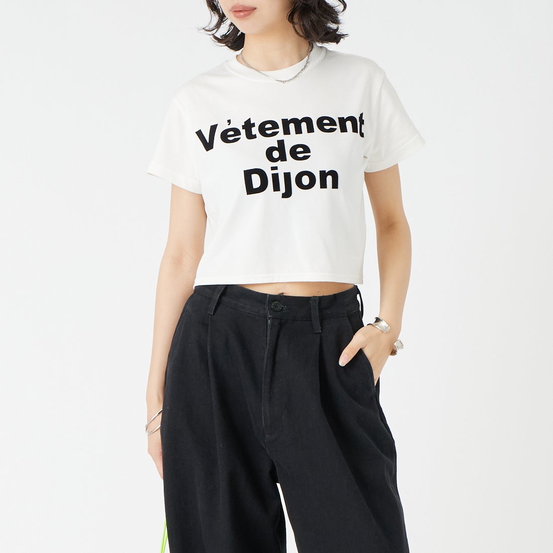 Vincent et Mireille [ヴァンソン エ ミレイユ] ショートスリーブプリントTシャツ [VM261CT00021] 01 WHITE &&モデル身長：162cm 着用サイズ：2&&