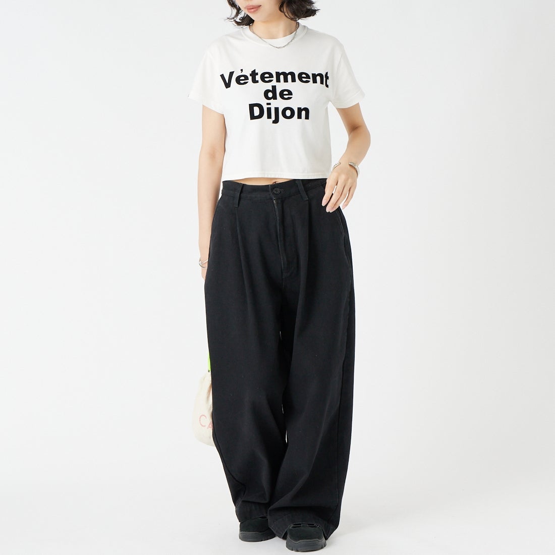 Vincent et Mireille [ヴァンソン エ ミレイユ] ショートスリーブプリントTシャツ [VM261CT00021] 01 WHITE &&モデル身長：162cm 着用サイズ：2&&