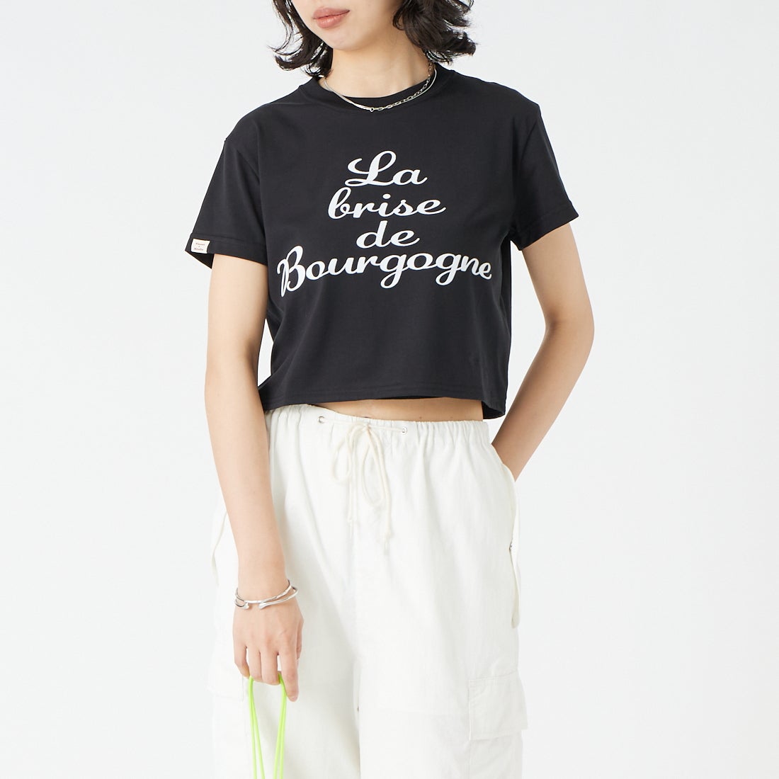 Vincent et Mireille [ヴァンソン エ ミレイユ] ショートスリーブプリントTシャツ [VM261CT00051] 09 BLACK &&モデル身長：162cm 着用サイズ：2&&
