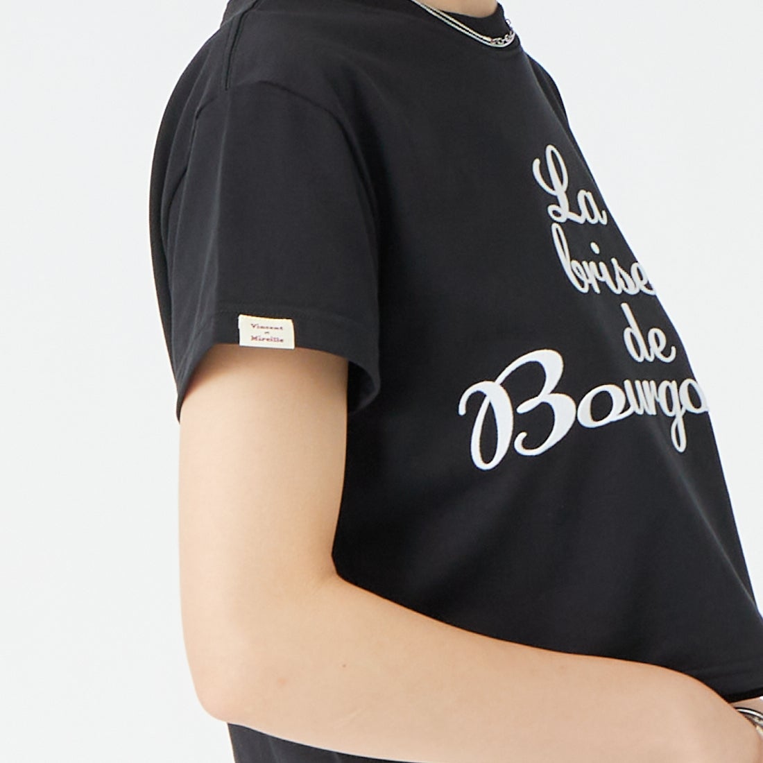 Vincent et Mireille [ヴァンソン エ ミレイユ] ショートスリーブプリントTシャツ [VM261CT00051] 09 BLACK &&モデル身長：162cm 着用サイズ：2&&