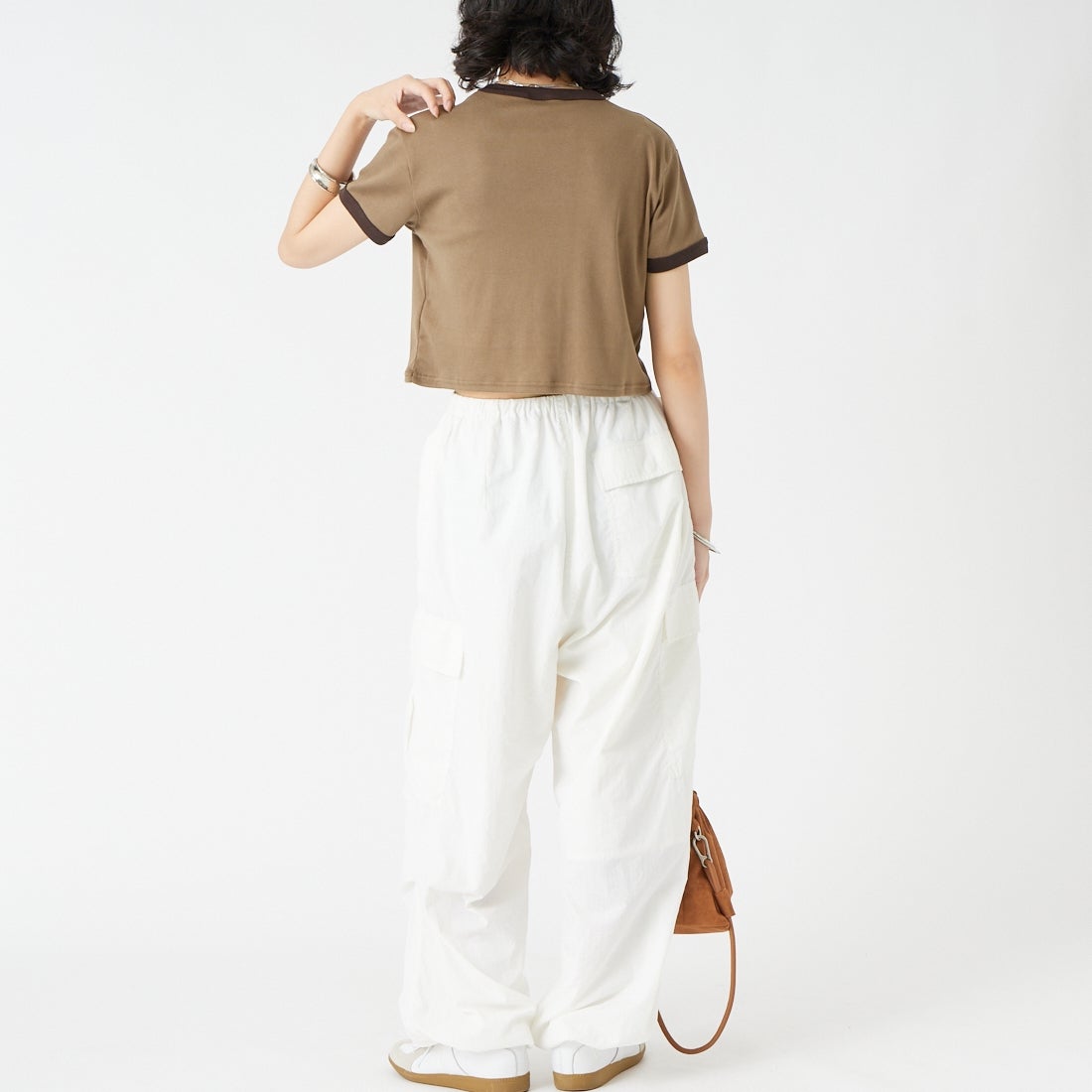 Vincent et Mireille [ヴァンソン エ ミレイユ] ショートスリーブリンガーTシャツ [VM261CT00011] 92 MOC/DB &&モデル身長：162cm 着用サイズ：2&&